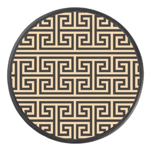 Griechischer Meander Key Square H Pattern Brown Eishockey Puck (Vorderseite)