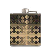 Griechischer Meander Key Square H Pattern Brown Flachmann (Rückseite)