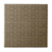 Griechischer Meander Key Square H Pattern Brown Fliese (Vorderseite)