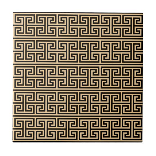 Griechischer Meander Key Square H Pattern Brown Fliese (Vorderseite)