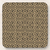 Griechischer Meander Key Square H Pattern Brown Getränkeuntersetzer (Vorderseite)