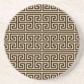 Griechischer Meander Key Square H Pattern Brown Getränkeuntersetzer (Vorne)
