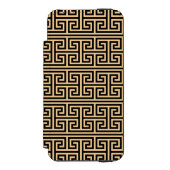 Griechischer Meander Key Square H Pattern Brown Incipio iPhone Geldbeutel-Hülle (Folio Vorderseite)