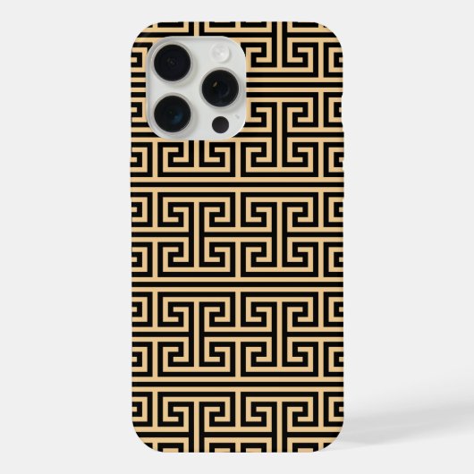 Griechischer Meander Key Square H Pattern Brown iPhone Hülle (Rückseite)