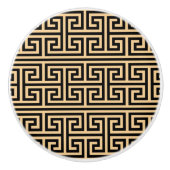 Griechischer Meander Key Square H Pattern Brown Keramikknauf (Vorderseite)