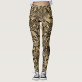 Griechischer Meander Key Square H Pattern Brown Leggings (Vorderseite)
