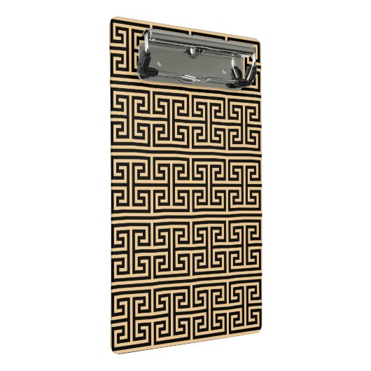 Griechischer Meander Key Square H Pattern Brown Mini Klemmbrett (Schrägansicht)