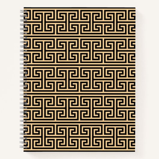 Griechischer Meander Key Square H Pattern Brown Notizblock (Vorderseite)