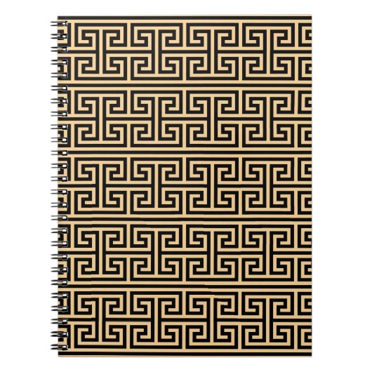 Griechischer Meander Key Square H Pattern Brown Notizblock (Vorderseite)
