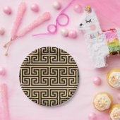 Griechischer Meander Key Square H Pattern Brown Pappteller (Party)