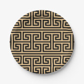 Griechischer Meander Key Square H Pattern Brown Pappteller (Vorderseite)