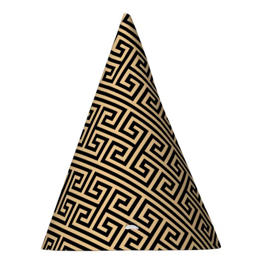 Griechischer Meander Key Square H Pattern Brown Partyhütchen (Rechts)