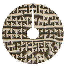 Griechischer Meander Key Square H Pattern Brown Polyester Weihnachtsbaumdecke