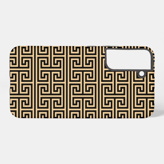 Griechischer Meander Key Square H Pattern Brown Samsung Galaxy Hülle (Rückseite (Horizontal))