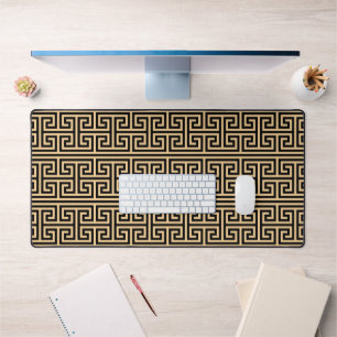 Griechischer Meander Key Square H Pattern Brown Schreibtischunterlage