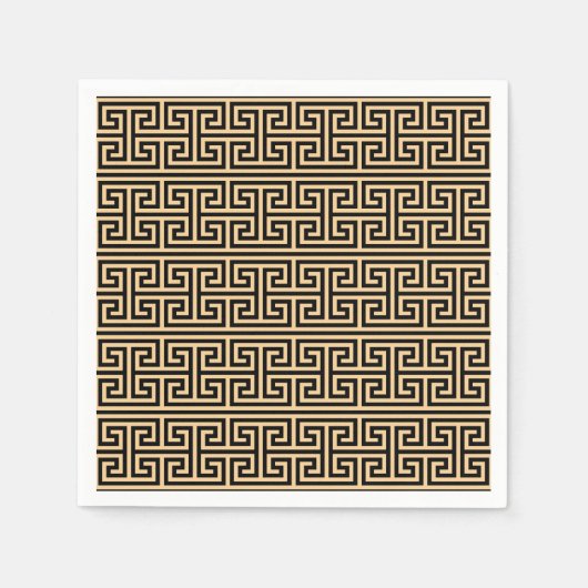 Griechischer Meander Key Square H Pattern Brown Serviette (Vorderseite)