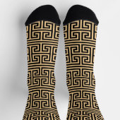 Griechischer Meander Key Square H Pattern Brown Socken (Oben)