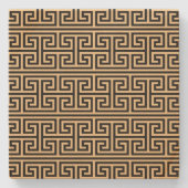 Griechischer Meander Key Square H Pattern Brown Steinuntersetzer (Vorderseite)