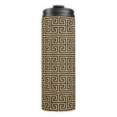 Griechischer Meander Key Square H Pattern Brown Thermosbecher (Vorderseite)