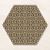 Griechischer Meander Key Square H Pattern Brown Untersetzer (Vorderseite)