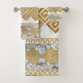 Griechischer Meander - Weißer Marmor und Gold der Badhandtuch Set (Insitu)