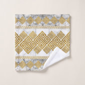 Griechischer Meander - Weißer Marmor und Gold der Badhandtuch Set (Waschlappen)