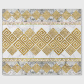 Griechischer Meander - Weißer Marmor und Gold der  Geschenkpapier (Flach)