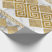 Griechischer Meander - Weißer Marmor und Gold der  Geschenkpapier (Ecke)