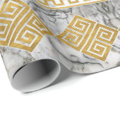 Griechischer Meander - Weißer Marmor und Gold der  Geschenkpapier (Rolleneckpunkt)