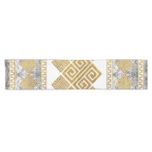 Griechischer Meander - Weißer Marmor und Gold der Kurzer Tischläufer (Horizontal)