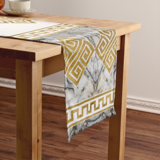 Griechischer Meander - Weißer Marmor und Gold der  Kurzer Tischläufer (Beispiel)