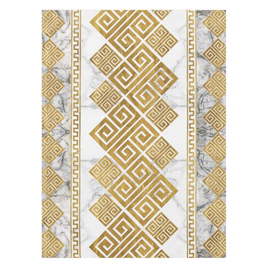 Griechischer Meander - Weißer Marmor und Gold der  Tischdecke (Vorderseite)