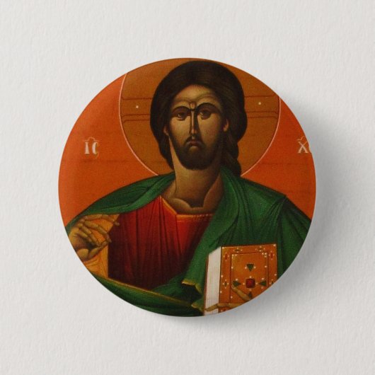 GRIECHISCHER ORTHODOXER IKONEN-JESUS CHRISTUS BUTTON (Vorderseite)