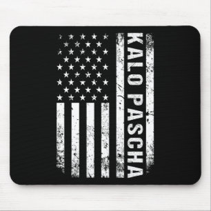 Griechischer Ostern Kalo Pascha Retro US Flag Grie Mousepad