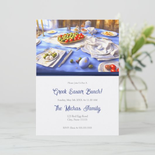 Griechischer Ostertafel Einladung (Stehend Vorderseite)