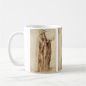 Griechischer Philosoph mit menschlichem Schädel vo Kaffeetasse (Links)