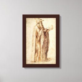 Griechischer Philosoph mit menschlichem Schädel vo Leinwanddruck