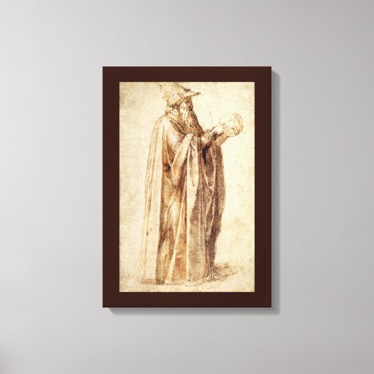 Griechischer Philosoph mit menschlichem Schädel vo Leinwanddruck (Vorderseite)