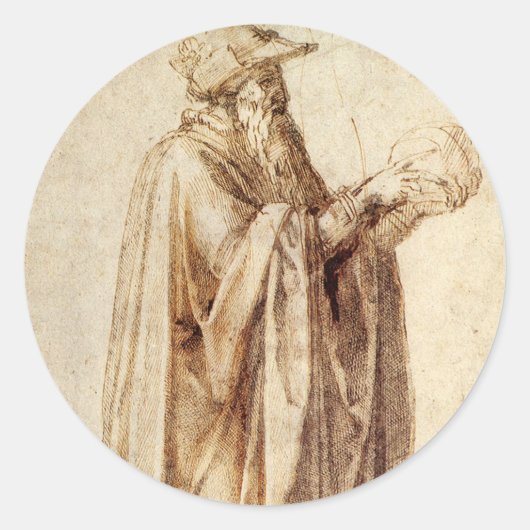 Griechischer Philosoph mit menschlichem Schädel vo Runder Aufkleber (Vorderseite)