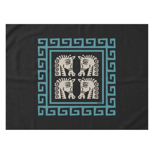 Griechischer Schlüssel aus dem Mittelalter mit Pfe Tischdecke (Vorderseite (Horizontal))