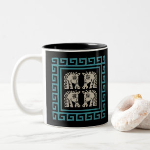 Griechischer Schlüssel aus dem Mittelalter mit Pfe Zweifarbige Tasse