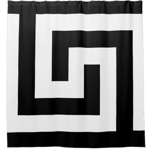 Griechischer Schlüssel in der Schwarz-weißen Neuze Duschvorhang (Vorderseite)