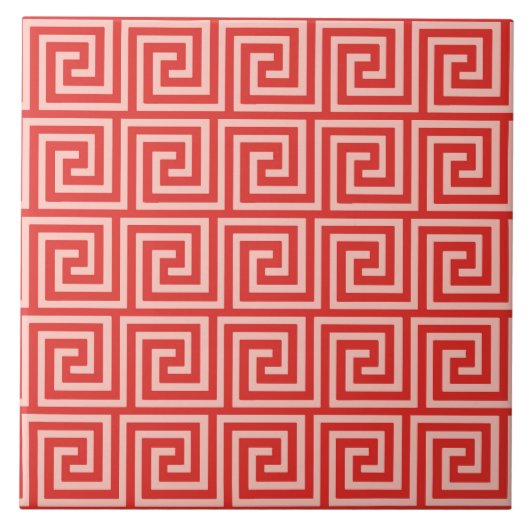 Griechischer Schlüssel, Korallenfarben Fliese (Vorderseite)