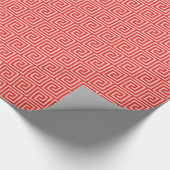 Griechischer Schlüssel, Korallenfarben Geschenkpapier (Ecke)