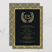 Griechischer Schlüssel & Lorbeerkranz Hochzeitsess Einladung (Vorne/Hinten)