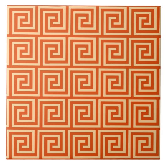 Griechischer Schlüssel, Mandarinorange Fliese (Vorderseite)