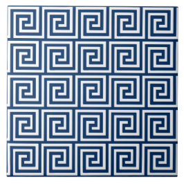 Griechischer Schlüssel, Marineblau und Weiß Fliese