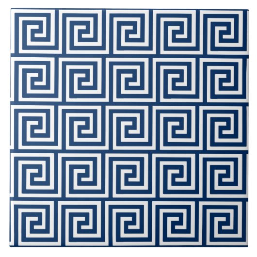 Griechischer Schlüssel, Marineblau und Weiß Fliese (Vorderseite)
