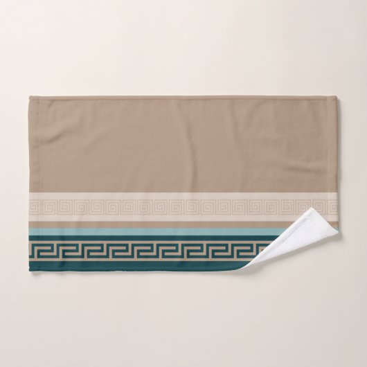 Griechischer Schlüssel - Meander - Taupe und Green Badhandtuch Set (Handtuch)