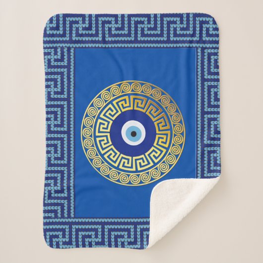 Griechischer Schlüssel mit böser Schutzdecke Sherpadecke (Vorderseite)